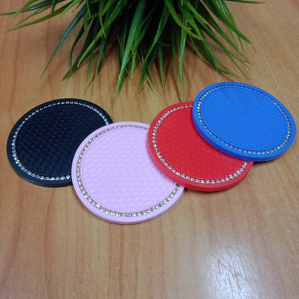 🔥พร้อมส่ง🔥แผ่นรองแก้วซิลิโคน กันลื่น กันน้ําร้อนลวก ประดับพลอยเทียม ขนาดเล็ก แบบพกพา อุปกรณ์เสริม สําหรับตกแต่งภายในรถยน