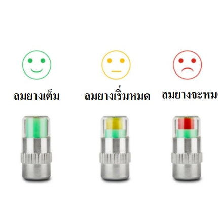 🔥พร้อมส่ง🔥จุกลมเช็คแรงดัน จุกลม จุกปิดลมยางวัดความดันลม แจ้งเตืนเมื่อยางลมอ่อน (4/ชุด) สินค้าในไทย