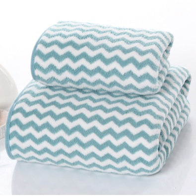 🔥พร้อมส่ง🔥ผ้าขนหนูเซต 2ชิ้น ผ้าเช็ดตัว ผ้าเช็ดผม ลายขวาง ซับน้ำแห้งไว ซับน้ำดี ผ้านุ่ม สีพลาสเทล สินค้าในไทย