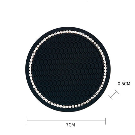 🔥พร้อมส่ง🔥แผ่นรองแก้วซิลิโคน กันลื่น กันน้ําร้อนลวก ประดับพลอยเทียม ขนาดเล็ก แบบพกพา อุปกรณ์เสริม สําหรับตกแต่งภายในรถยน