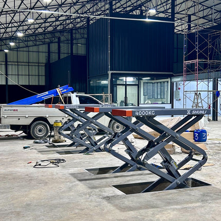 ลิฟท์กรรไกร ลิฟท์เอ็กซ์  แบบฝังพื้น สำหรับงานซ่อมช่วงล่าง รุ่น SL-4.0 B