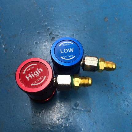 🔥พร้อมส่ง🔥คอปเปอร์ เติมน้ำยาแอร์ R134a (สีน้ำเงิน+สีแดง) High + Low side ชุดคอปเปอร์ คอปเปอร์แอร์ ราคา/ชิ้น  สินค้าในไทย