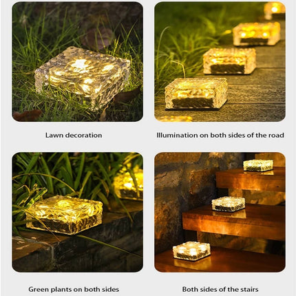 🔥พร้อมส่ง🔥ไฟโซล่าเซส์ ไฟอิฐก้อนน้ำแข็ง ไฟสนามหญ้า LED พลังงานแสงอาทิตย์สำหรับกลางแจ้ง- กันน้ำ ให้แสงสว่างอัตโนติ