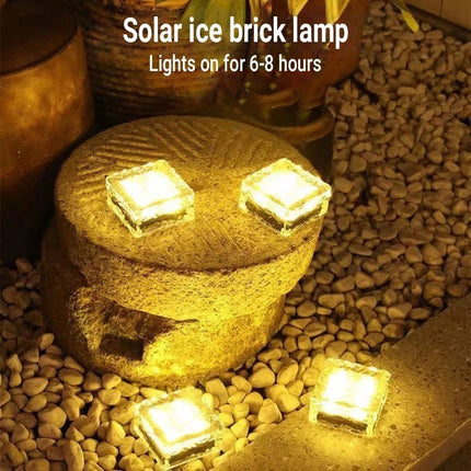 🔥พร้อมส่ง🔥ไฟโซล่าเซส์ ไฟอิฐก้อนน้ำแข็ง ไฟสนามหญ้า LED พลังงานแสงอาทิตย์สำหรับกลางแจ้ง- กันน้ำ ให้แสงสว่างอัตโนติ