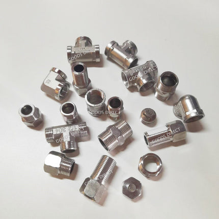 ข้อต่อก๊อกน้ำ ข้อต่อสเตนเลส 304 ขนาด1/2” และ3/4" สินค้าพร้อมส่งในไทย