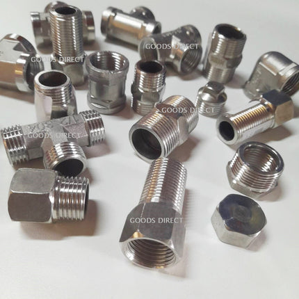 ข้อต่อก๊อกน้ำ ข้อต่อสเตนเลส 304 ขนาด1/2” และ3/4" สินค้าพร้อมส่งในไทย