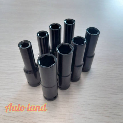 🔥พร้อมส่ง🔥ลูกบล็อกยาว ลูกบล็อก ลูกบล็อกลม บล็อกขันล้อ บล็อกต่อสว่าน ข้อต่อ 6 เหลี่ยมยาว 1/2" (4หุน) สีดำ สินค้าในไทย