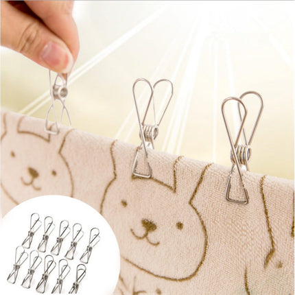 🔥พร้อมส่ง🔥ไม้หนีบผ้า ตัวหนีบผ้า หนีบขดลวด กิ๊บหนีบผ้า คลิปหนีบผ้า สแตนเลส แพ็ค10ชิ้น 4/5/6ซม. ราคา/10ชิ้น สินค้าในไทย