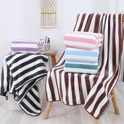 🔥พร้อมส่ง🔥ผ้าขนหนูเซต 2ชิ้น ผ้าเช็ดตัว ผ้าเช็ดผม ลายขวาง ซับน้ำแห้งไว ซับน้ำดี ผ้านุ่ม สีพลาสเทล สินค้าในไทย