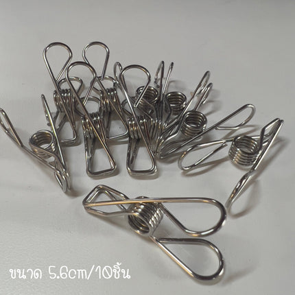 🔥พร้อมส่ง🔥ไม้หนีบผ้า ตัวหนีบผ้า หนีบขดลวด กิ๊บหนีบผ้า คลิปหนีบผ้า สแตนเลส แพ็ค10ชิ้น 4/5/6ซม. ราคา/10ชิ้น สินค้าในไทย