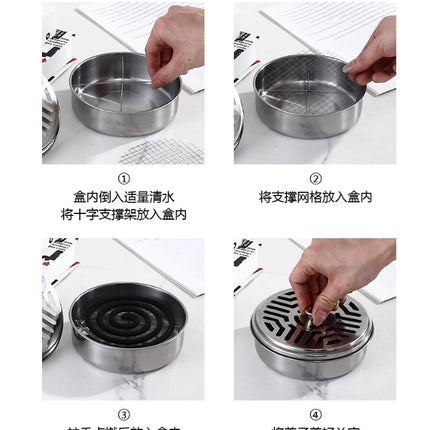 🔥พร้อมส่ง🔥ถาดใส่ยากันยุง ที่ใส่ยากันยุง มีฝาปิด วัสดุทำจากสแตนเลสอย่างดี กล่องใส่ยากันยุง ใส่ยากันยุงเเบบขด (สินค้าในไท