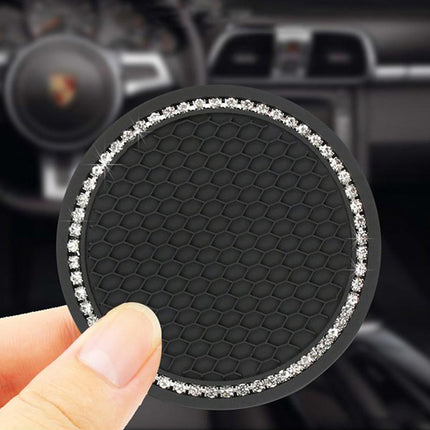 🔥พร้อมส่ง🔥แผ่นรองแก้วซิลิโคน กันลื่น กันน้ําร้อนลวก ประดับพลอยเทียม ขนาดเล็ก แบบพกพา อุปกรณ์เสริม สําหรับตกแต่งภายในรถยน