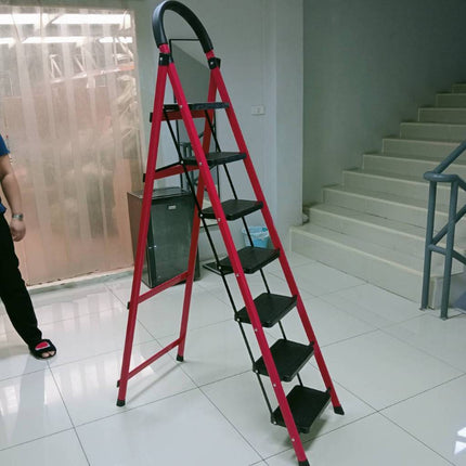🔥พร้อมส่ง🔥บันได พับได้ อลูมิเนียม รับน้ำหนักได้ 100KG ( 7ชั้น) แดง / ดำ บันไดพับได้ Folding stairs สินค้าในไทย