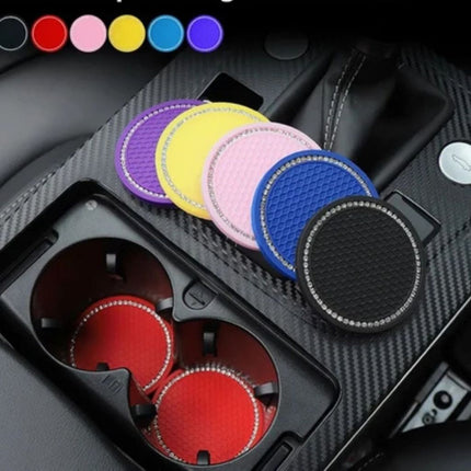 🔥พร้อมส่ง🔥แผ่นรองแก้วซิลิโคน กันลื่น กันน้ําร้อนลวก ประดับพลอยเทียม ขนาดเล็ก แบบพกพา อุปกรณ์เสริม สําหรับตกแต่งภายในรถยน