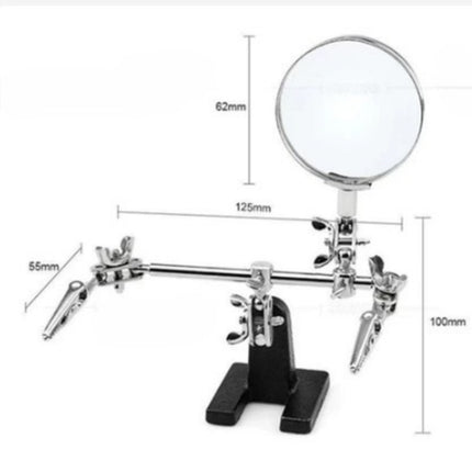 🔥พร้อมส่ง🔥แท่นจับชิ้นงาน แท่นจับยึดชิ้นงาน 2 แขนพร้อมแว่นขยาย และที่วางหัวแร้งบัดกรี สินค้าในไทย