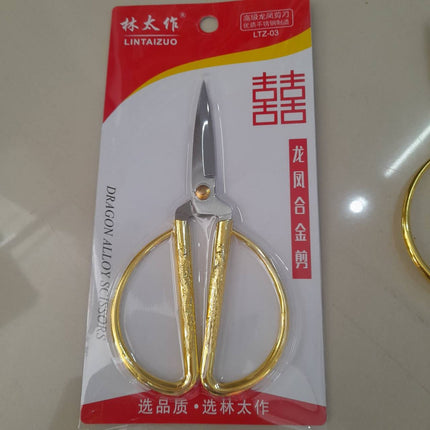🔥พร้อมส่ง🔥กรรไกร ด้ามเหล็ก กรรไกรด้ามทอง ตัดริบบิ้น เปิดงานมงคล ด้ามทองลายมังกร สินค้าพร้อมในไทย
