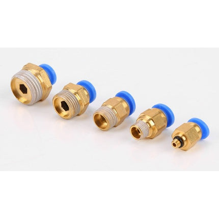 ข้อต่อลมทองเหลืองเกลียวนอก ฟิตติ้ง FITTING ข้อต่อเกลียวนอก ข้อต่อ ขนาด PC8 PC10 PC12 สินค้าพร้อมส่งในไทย