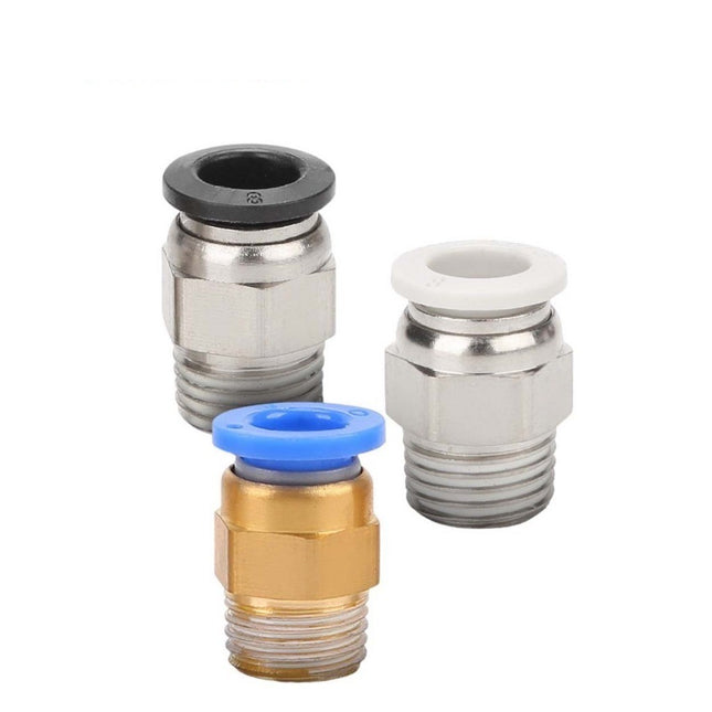 ข้อต่อลมเกลียวนอก ข้อต่อตรง เสียบสายลม ขนาด 6-12mm 01-04 สินค้าในไทย