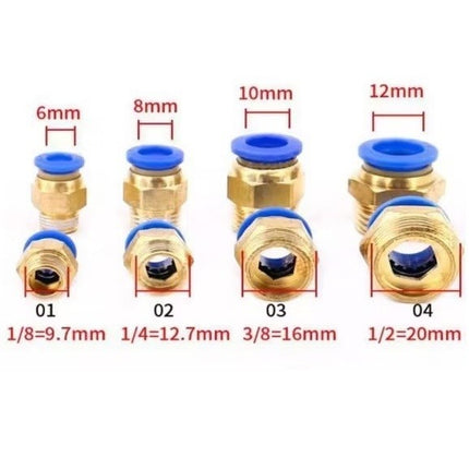 ข้อต่อลมทองเหลืองเกลียวนอก ฟิตติ้ง FITTING ข้อต่อเกลียวนอก ข้อต่อ ขนาด PC8 PC10 PC12 สินค้าพร้อมส่งในไทย