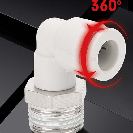 ข้อต่อลม งอ 90องศา เกลียวนอก เสียบสายลม 2 ทาง ฟิตติ้งต่อสายลม PL6-12 สินค้าพร้อมส่งในไทย