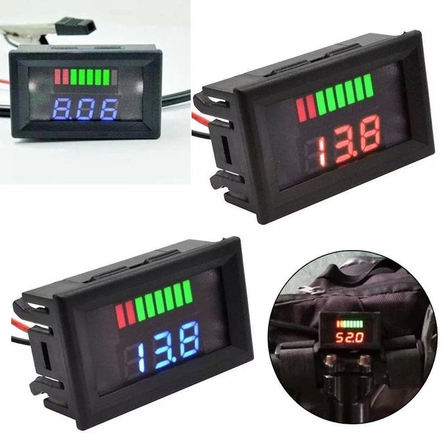 🔥พร้อมส่ง🔥แถบระดับไฟ ความจุแบตเตอรี่ เครื่องวัดแรงดันไฟฟ้า Battery Capacity Level Indicator Voltmeter LED DC 12V-72V