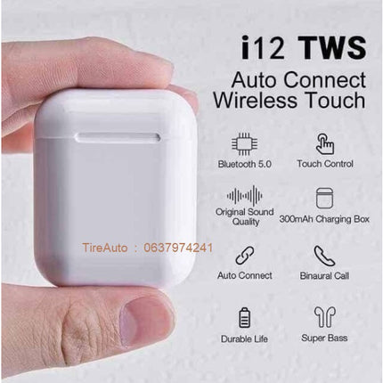 🔥พร้อมส่ง🔥หูฟังไร้สาย หูฟังบลูทูธไร้สาย รุ่น i12 TWS พร้อมกล่องชาร์จ  สําหรับ Android และสมาร์ทโฟน