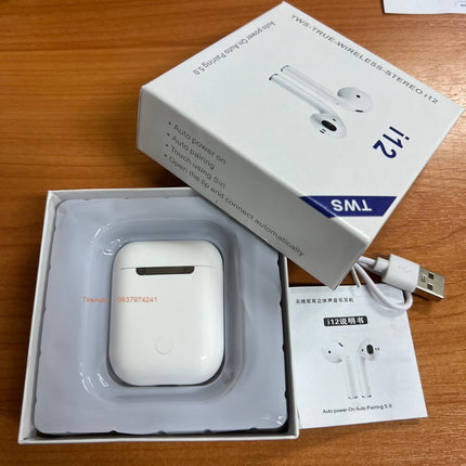 🔥พร้อมส่ง🔥หูฟังไร้สาย หูฟังบลูทูธไร้สาย รุ่น i12 TWS พร้อมกล่องชาร์จ  สําหรับ Android และสมาร์ทโฟน
