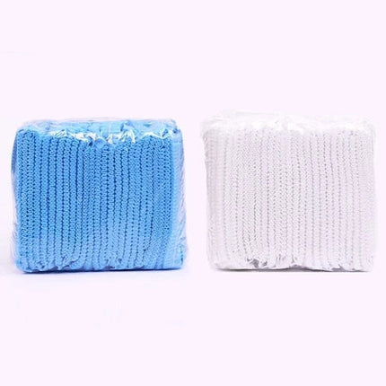 🔥พร้อมส่ง🔥หมวกผ้าคลุมผม ตัวหนอน คลุมผม สีขาว ความยืดหยุ่นที่ดี ใส่สบายศรีษะ หมวกพลาสติกคลุมผม ใช้แล้วทิ้ง 1แพ็ค/100ชิ้น