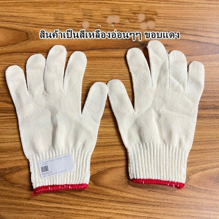 🔥พร้อมส่ง🔥ถุงมือกันลื่น ถุงมือผ้า ถุงมือทอผ้าฝ้าย อย่างหนา มีหลายแบบให้เลือก (สีขาว/สีเทา/สีลาย) ราคา/12คู่  สินค้าในไทย