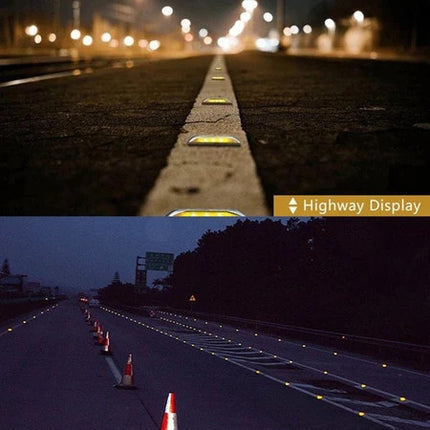 🚚พร้อมส่ง🚚ไฟถนน หมุดปักถนน ไฟหมุดถนน ไฟส่องพื้น โซล่าเซลล์ 6 LED ไฟกระพริบ แข็งแรง ทนทาน รุ่นแบนแสงสีเหลือง สินค้าในไทย