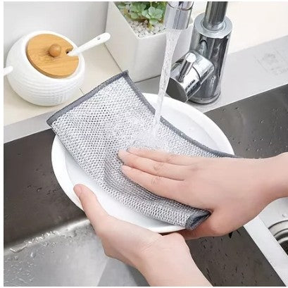 🔥พร้อมส่ง🔥ลวดเหล็กล้างจาน ผ้าล้างจาน ตาข่ายล้างจาน  ทําความสะอาด กําจัดคราบ ถ้วย จาน ชาม หม้อ เอนกประสงค์