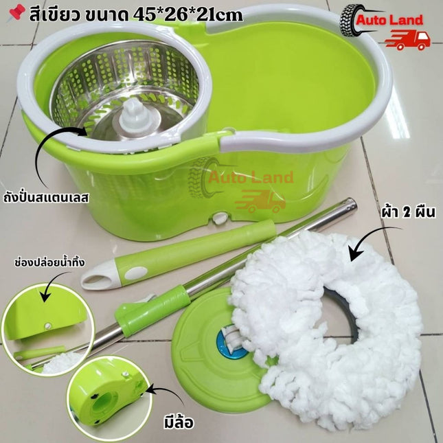 🔥พร้อมส่ง🔥ไม้ม็อบ ชุดถังปั่น ไม้ถูพื้น ไม้ถูพื้นพร้อมถังปั่นแห้ง ไม้ม๊อบถูพื้น ถังปั่นไม้ม๊อบ  แถมฟรีผ้า 2 ผืน ในไทย