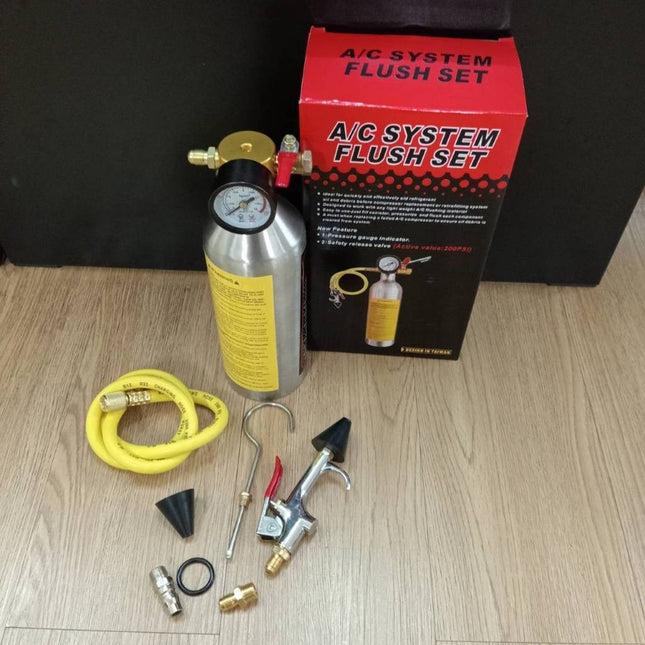 🔥พร้อมส่ง🔥ชุดล้างระบบแอร์ F11 Air system cleaning kit F11 พร้อมเกจ์ มีวาล์วลดแรงดัน กระบอกล้างระบบ กระบอกอัดน้ำยา