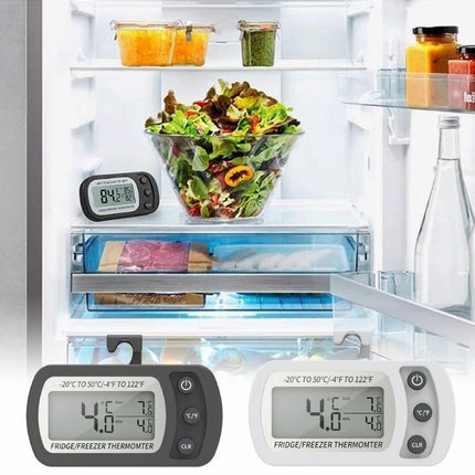 🔥พร้อมส่ง🔥เครื่องวัดอุณหภูมิ แบบพกพา กันน้ำสําหรับตู้เย็น ตู้แช่ LCD Digital วัดความชื้น มีถ่านพร้อมใช้ สินค้าในไทย