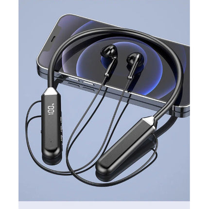 หูฟังบูลทูล หูฟังคล้องคอ ชุดหูฟังบลูทูไร้สาย  หน้าจอ LED กันน้ํา ตัดเสียงรบกวน สําหรับเล่นกีฬา สินค้าในไทย