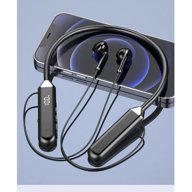 หูฟังบูลทูล หูฟังคล้องคอ ชุดหูฟังบลูทูไร้สาย  หน้าจอ LED กันน้ํา ตัดเสียงรบกวน สําหรับเล่นกีฬา สินค้าในไทย