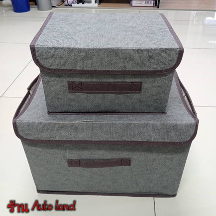 🔥พร้อมส่ง🔥กล่องผ้าลินิน กล่องใส่เสื้อผ้า กล่องเก็บของ ภายในมีโครงกระดาษแข็งทำให้กล่องอยู่ทรง น้ำหนักเบา สินค้าในไทย