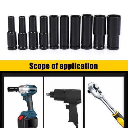 🔥พร้อมส่ง🔥ลูกบล็อกยาว ลูกบล็อก ลูกบล็อกลม บล็อกขันล้อ บล็อกต่อสว่าน ข้อต่อ 6 เหลี่ยมยาว 1/2" (4หุน) สีดำ สินค้าในไทย