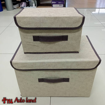 🔥พร้อมส่ง🔥กล่องผ้าลินิน กล่องใส่เสื้อผ้า กล่องเก็บของ ภายในมีโครงกระดาษแข็งทำให้กล่องอยู่ทรง น้ำหนักเบา สินค้าในไทย