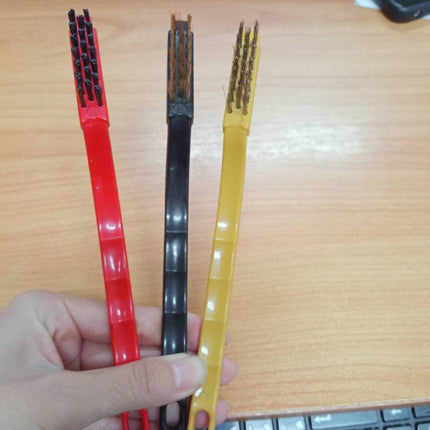 แปรงทองเหลือง (แบบด้าม3ชิ้น) แปรงขัดพื่นที่แคบ ขัดเตาแก็ส แปรงลวดโลหะ ทําความสะอาดเตาแก๊ส สินค้าพร้อมส่งในไทย