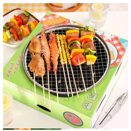 [พร้อมส่ง] เตาปิ้งย่าง เตาย่างถ่านสไตล์เกาหลี ย่างบาร์บีคิว แบบใช้แล้วทิ้ง เตาปิคนิค แถมฟรีถ่าน กล่องสีแดง