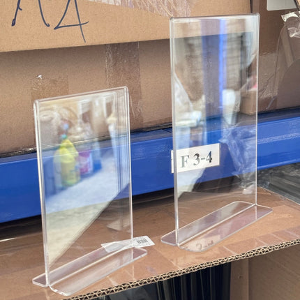 [พร้อมส่ง] ป้ายอะคริลิค ตั้งโต๊ะ PVC Table Plate T-Shaped แบบสอดกระดาษ ฐานใส ใส่เมนู โฆษณา A4 A5 A6 แนวตั้ง ราคา/ชิ้น