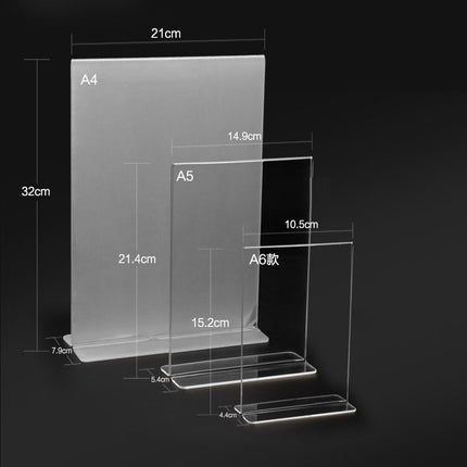 ป้ายอะคริลิคตั้งโต๊ะ ฐานใส A4 A5 A6 แนวตั้ง วัสดุพรีเมี่ยม สำหรับใส่เมนูอาหาร เครื่องดื่ม สินค้าพร้อมส่งในไทย