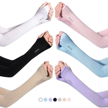 [พร้อมส่ง] (เเบบมีนิ้วมือ) ปลอกแขนกันแดด  ปลอกแขนป้องกันรังสียูวี ปลอกแขนออกกำลังกาย ปลอกแขนผ้ายืด ปลอกแขนกันแดด