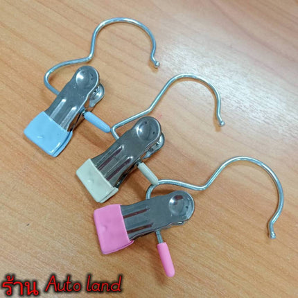 🔥พร้อมส่ง🔥ที่หนีบผ้าสเตนเลส กันลื่น สีสันสดใส ไม้แขวนเสื้อสเตนเลส อเนกประสงค์ คลิปหนีบผ้า ในไทย