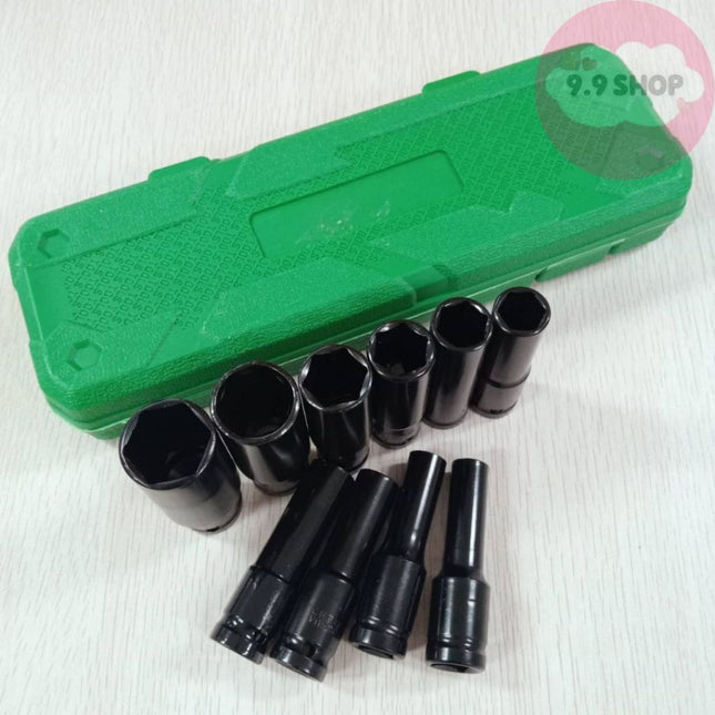 🚚พร้อมส่ง🚚10 ตัว/ชุด ชุดประแจไฟฟ้า Hex Shank ลูกบล็อกยาว ชุดลูกบล็อกยาว ชุดบล็อก ชุดประแจไฟฟ้า 1/2'' 4หุน