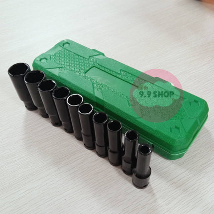 🚚พร้อมส่ง🚚10 ตัว/ชุด ชุดประแจไฟฟ้า Hex Shank ลูกบล็อกยาว ชุดลูกบล็อกยาว ชุดบล็อก ชุดประแจไฟฟ้า 1/2'' 4หุน