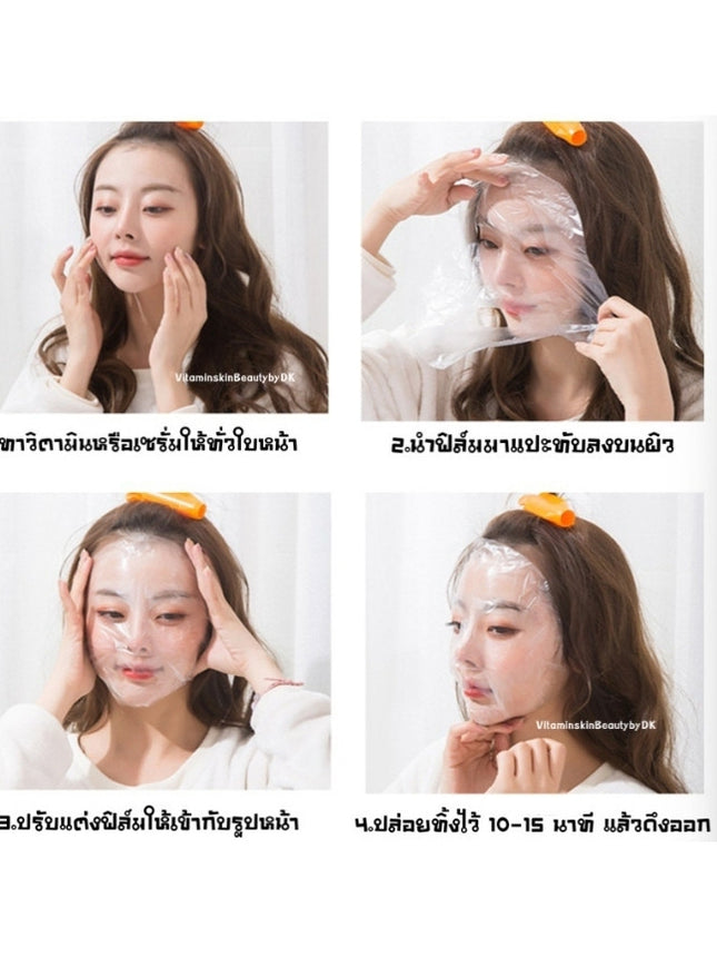 100ชิ้น/ซอง ร้านเสริมสวย แบบใช้แล้วทิ้ง ฟิล์มรักษาความสด พอกหน้า พลาสติกใส สปา กระดาษมาส์กหน้า แผ่นพลาสติกใสมาร์กหน้า