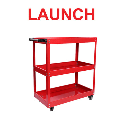 LAUNCH Trolley 3 Layer Red  ชั้นวางเครื่องมือ 3 ชั้น ชั้นวางเหล็ก สีแดง เหล็กหนา ทนทานใช้ได้นาน